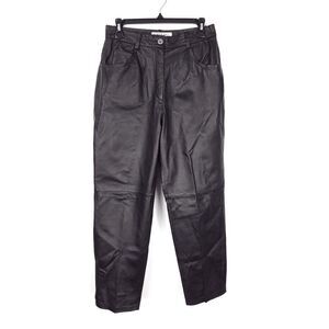 Vintage Black Genuine Leather Pants By Tower Hill High Waist Size 10 Petite